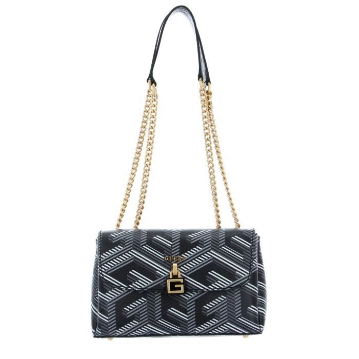 GUESS Ajiona Convertible Flap Crossbody Bag Brown Logo [236889] - Sac à