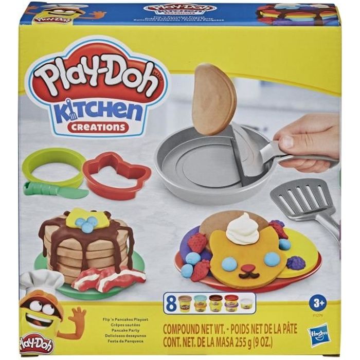 PLAY-DOH - Kitchen Creations - Crêpes sautées - 14 pièces avec 8 Pots de pâte - pour enfants - dès 3 ans