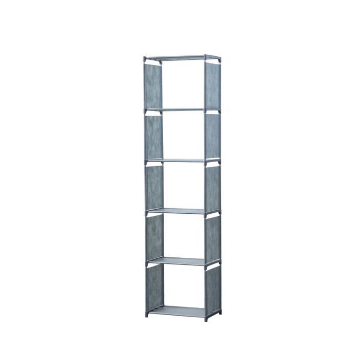 Etagère de rangement - Herzberg HG03336-GRY - 5 niveaux - Métal - Tissu gris