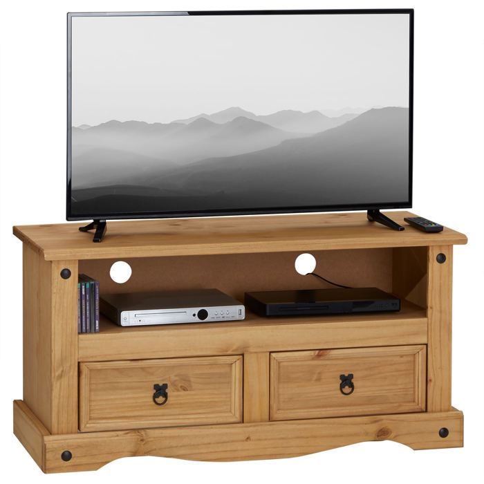 IDIMEX  Meuble TV en pin SALSA style mexicain, avec 2 tiroirs