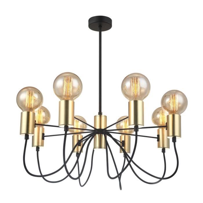 Lustre Design Candle 8x60w En Metal Noir Et Dore Achat Vente