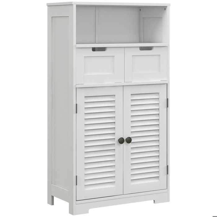 Meuble de salle de bain - kleankin - rangement sur pied étagère réglable placard 2 tiroirs niche - bois - 61x305x1095cm