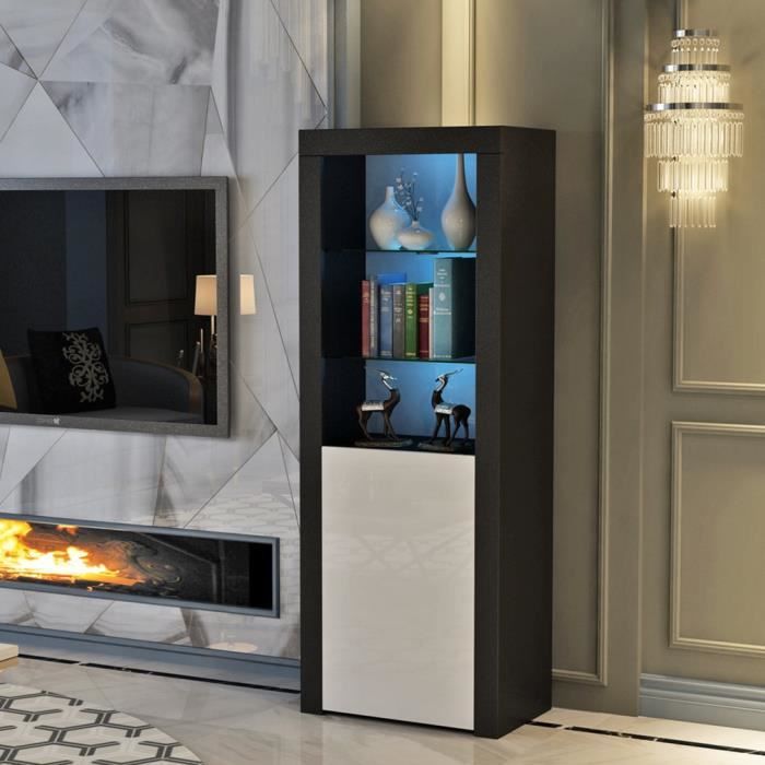 Noir Blanc Armoire De Sejour Haute Brillance 3 Couches De