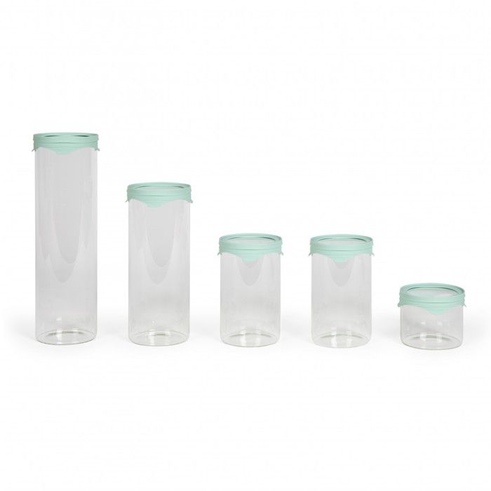 Set de 5 bocaux de conservation LIVOO MEN399 450 ml Verre borosciliate Couvercle en silicone et verre