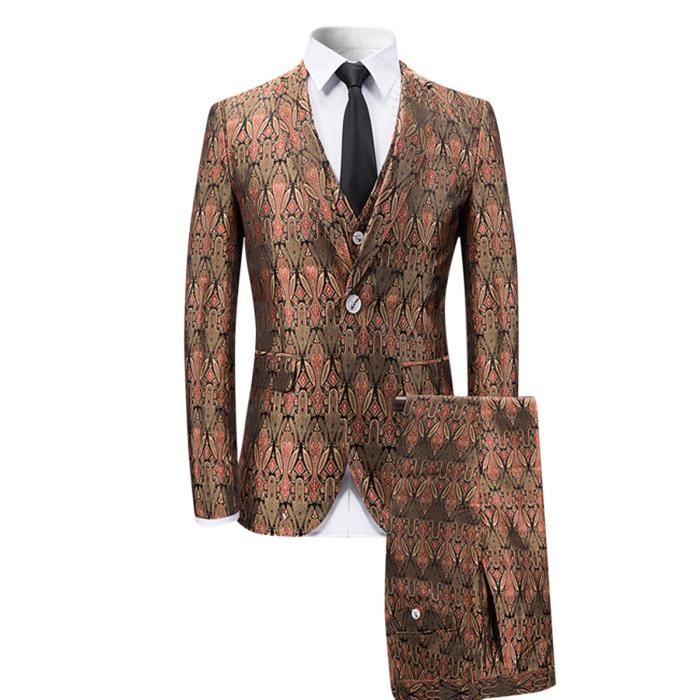 Costume Homme 3 Pieces Mariage Tenue De Soiree Fete Blazer Veste Homme Rouge Achat Vente Costume Tailleur Cdiscount