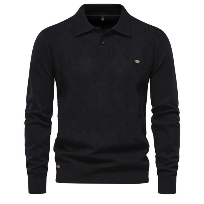 Pull Homme En Tricot Slim Fit Casual Pullover Couleur Unie Tissu Confortable Pour Automne Hiver Taille EU Noir Noir Cdiscount Pret a Porter