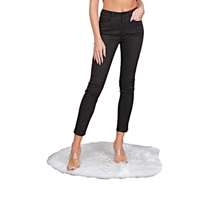 Jean femme slim fit couleur noir taille haute coton lycra