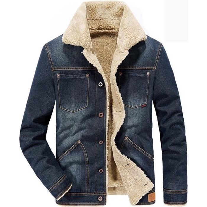 Veste en jean doublée homme clearance