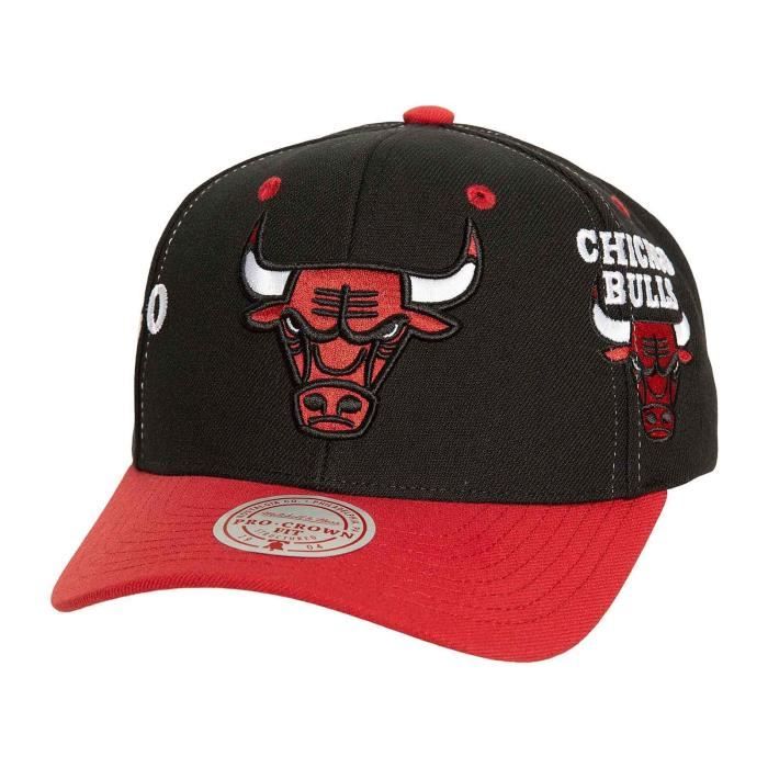 Casquette Snapback Chicago Bulls Mitchell & Ness - Noir Et Rouge - Taille Réglable - Neuf