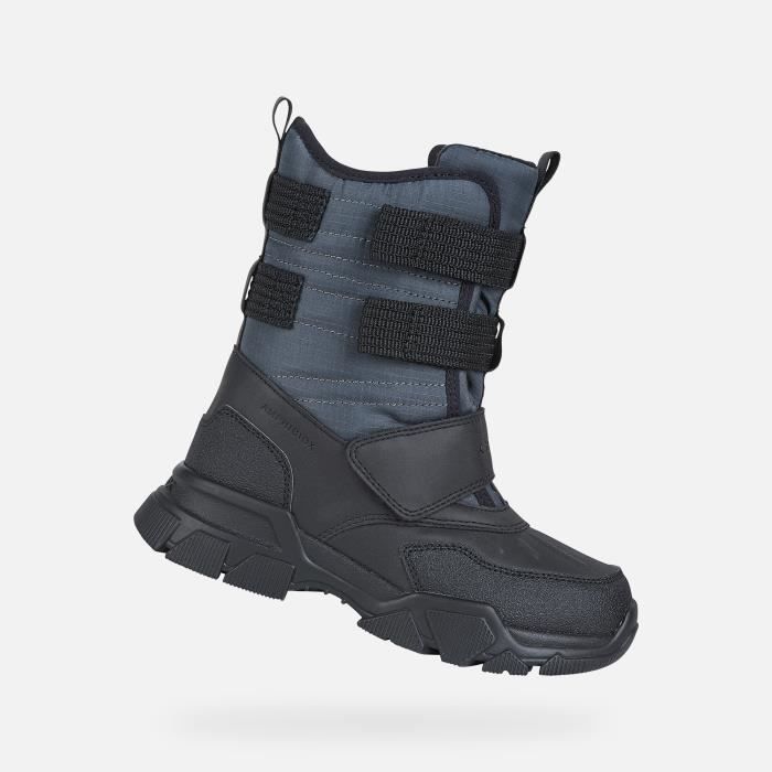 Bottes Gar on Geox J NEVEGAL B ABX Cuir Gris fonc