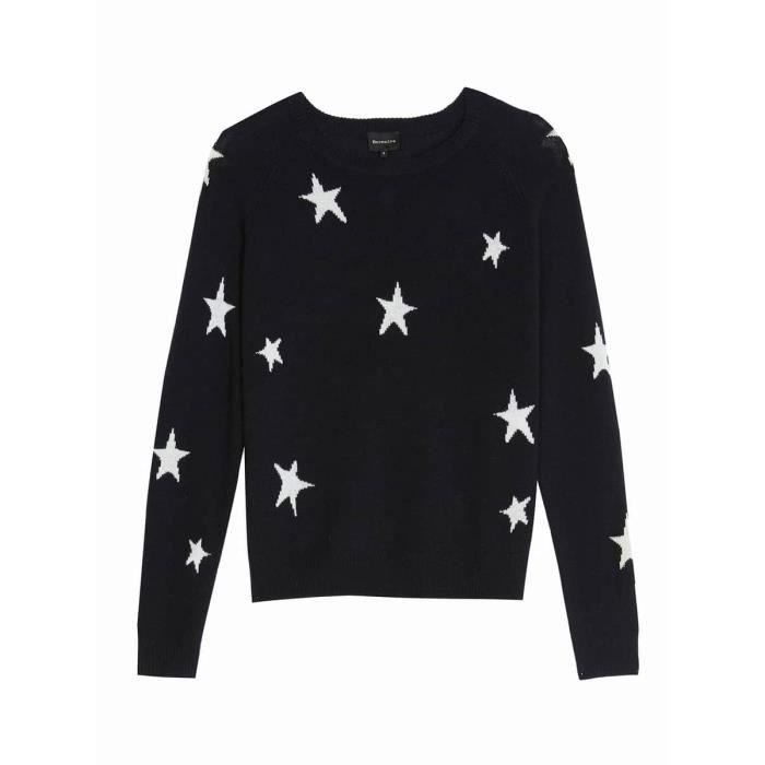PULL EN CACHEMIRE AVEC ETOILES BERENICE Navy Cdiscount Pret a Porter