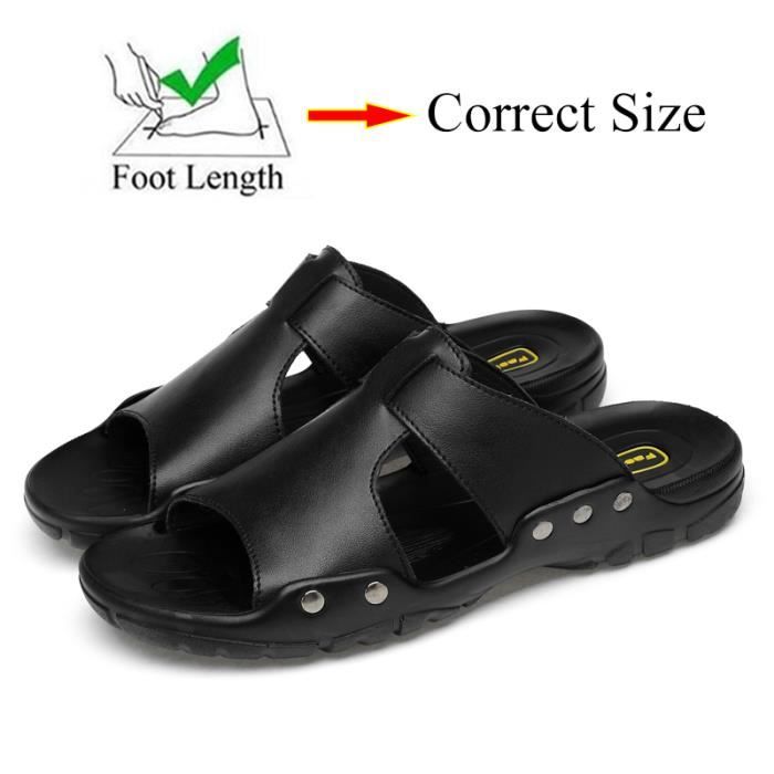 BeComfy Pantoufles Homme En Cuir Véritable Été - Chaussons Ouverts Confortables Et Élégants 40-46 EU