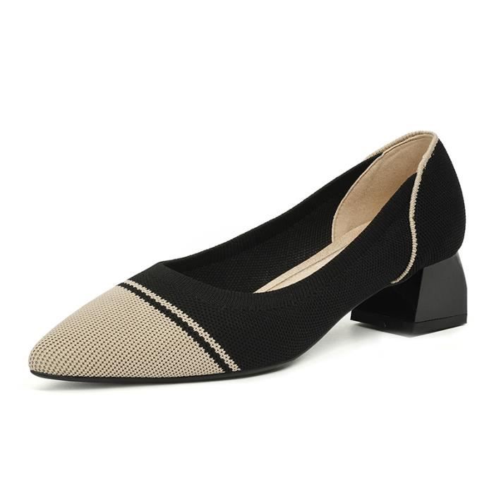Escarpins Femme Talons Epais Confortable Petit Talon Bout Pointu