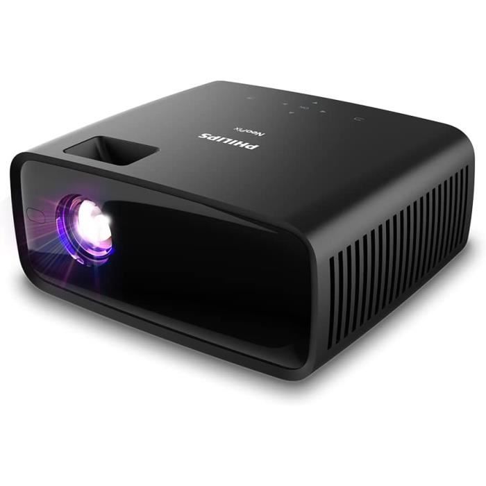 Philips NeoPix 120, Mini-projecteur True HD 720p au Design Ultra-Silencieux et Ultra-Compact avec Son 2.1, Noir