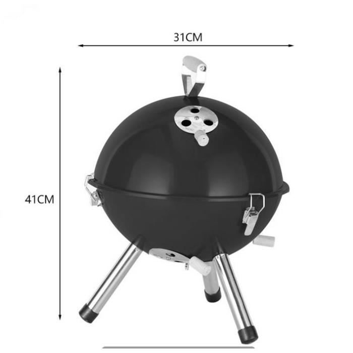 Barbecue à Charbon de bois - QUIIENCLEE - Forme de football - Noir