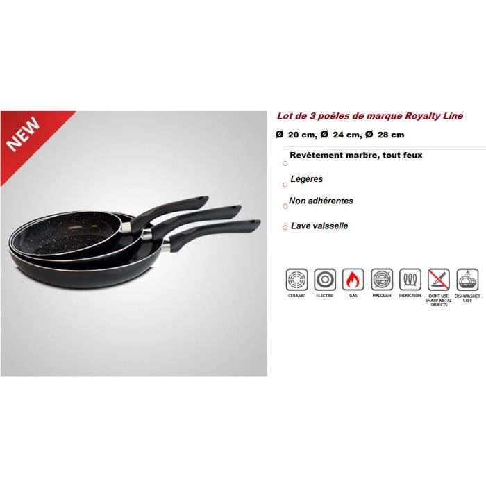 Set De 3 Poêles GRÄWE Ø 20-24-28cm - Compatible Induction, Revêtement Céramique Sans PFAS - Avec Spatule
