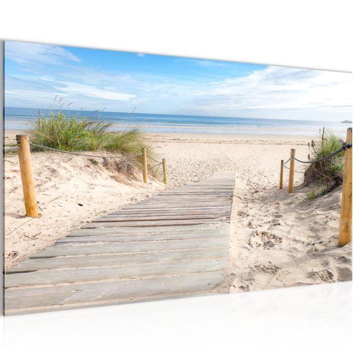 Tableau Décoratif Murale Plage Boho Beige - XXL | Toile Non Tissée 110g/m² | Sans Cadre