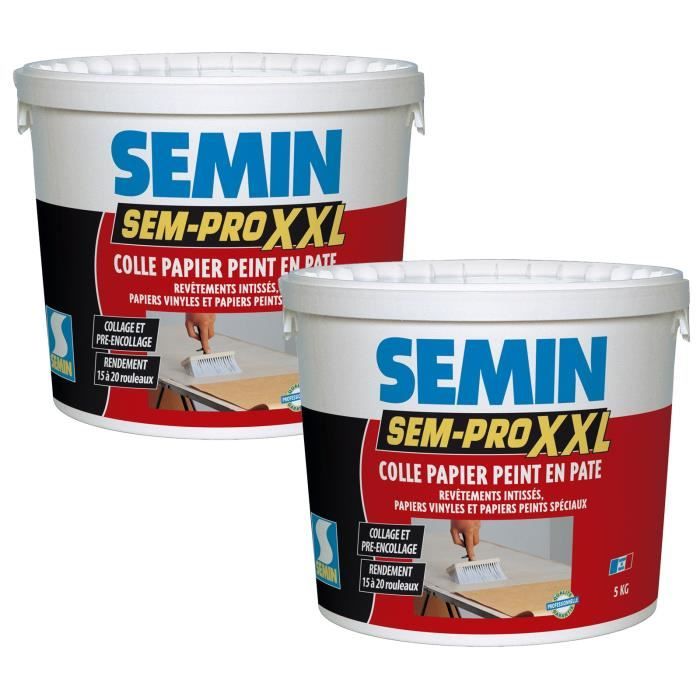 Lot de 2 colles papiers peints en pâte Semin Pro XXL - prêt à l'emploi -  pot de 5 kg - Cdiscount Bricolage