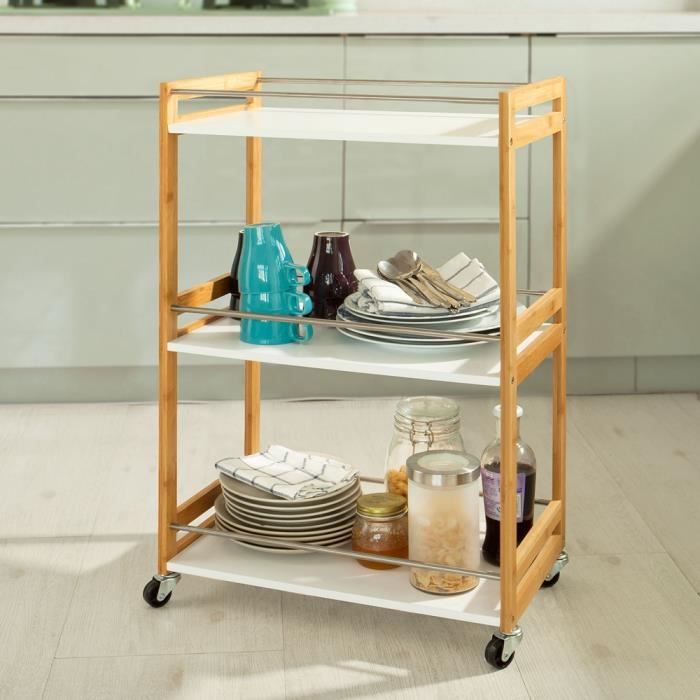 Sobuy Fkw32 Wn Desserte De Cuisine De Service Chariot De Cuisine Salle De Bains Roulant L51xp30cmxh81cm Achat