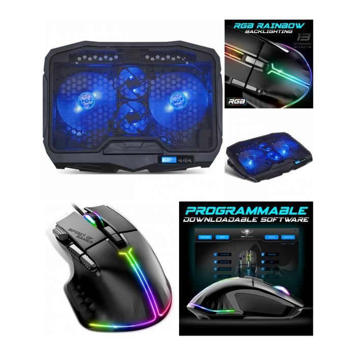 Refroidisseur Spirit of gamer AIRBLADE 600 pour PC Portable Notebook 17ports 2 USB LED Airblade + Gamer - vue 3