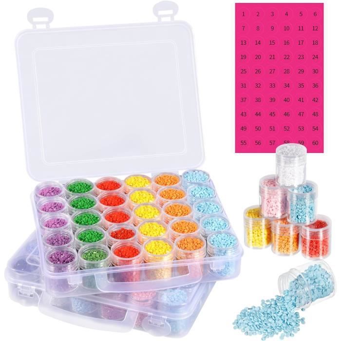 Lot De 2 Boîtes De Rangement Pour Peinture Diamant - 30 Compartiments Amovibles Avec Couvercles - Transparent, étanche à La Poussière - Idéal Pour Perles, Strass, Bijoux