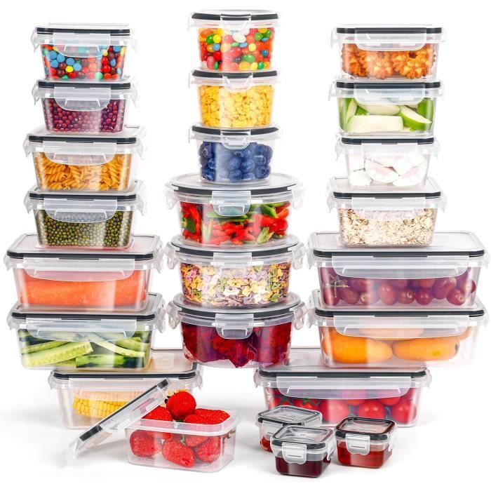 Lot De 24 Boîtes De Conservation Alimentaire Hermétiques - Sans BPA, PP, Pour Micro-ondes, Congélateur, Lave-vaisselle