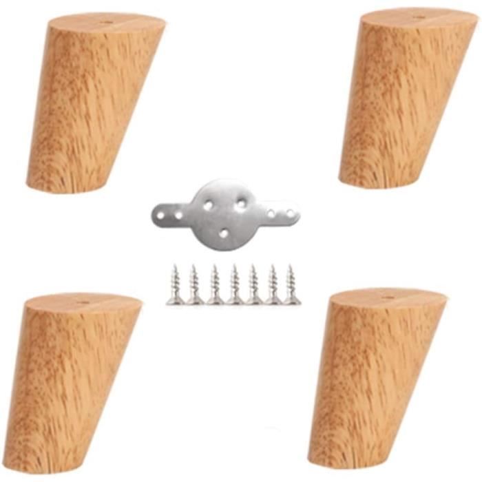 4 Pattes De Meuble En Hêtre Massif,Incliné Pied De Table À Manger De