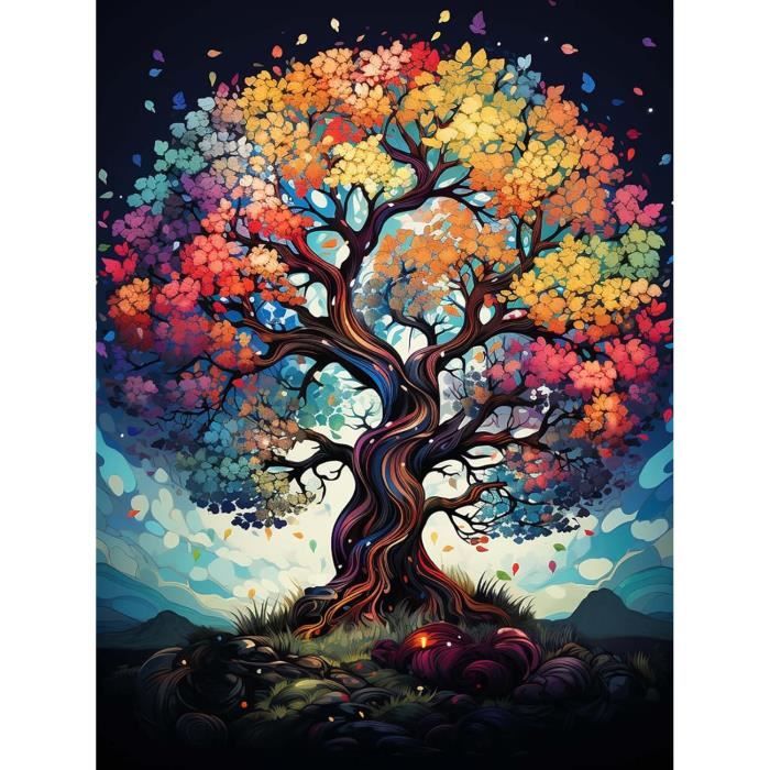 Yeerum DIY 5D Diamond Painting Cheval Fleurs De Cerisier Complet Accessoires, Animal Arbre Broderie Peinture Diamant Painting Kit Complet Point De Croix Strass Décoration De La Maison 30x40 cm