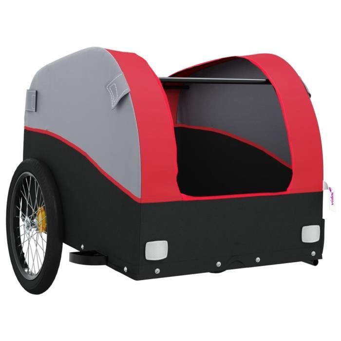 RUIDA Remorque pour vélo noir et rouge 45 kg fer AB94125 En Stock
