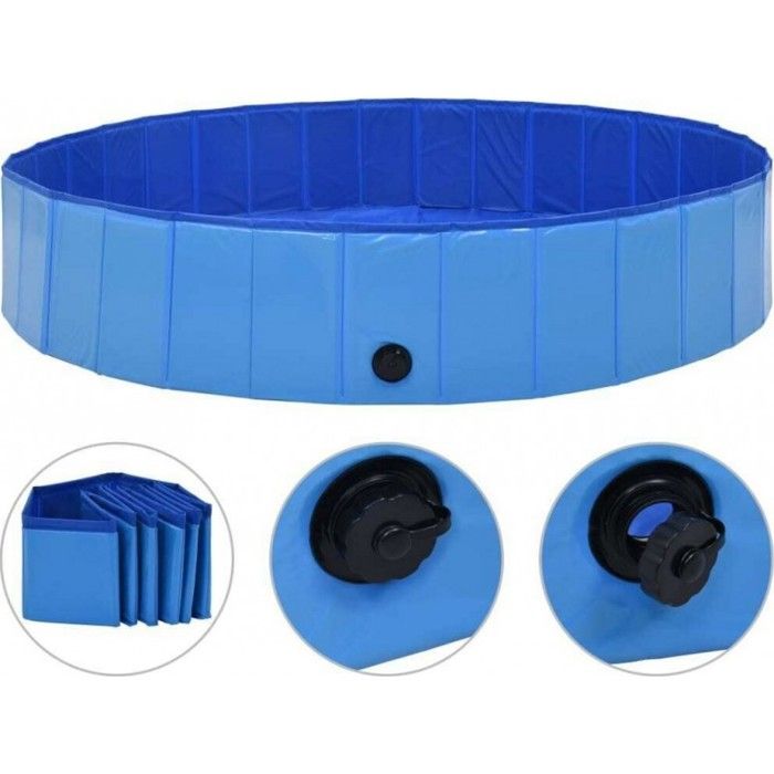 vidaXL Piscine pliable pour chiens Bleu 160x30 cm PVC