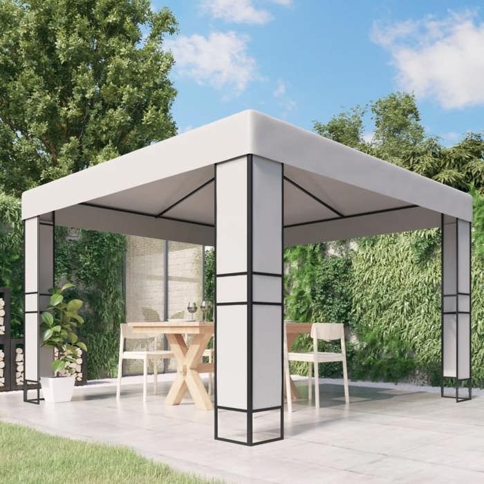 vidaXL Tonnelle avec toit double 3x3 - vue 2