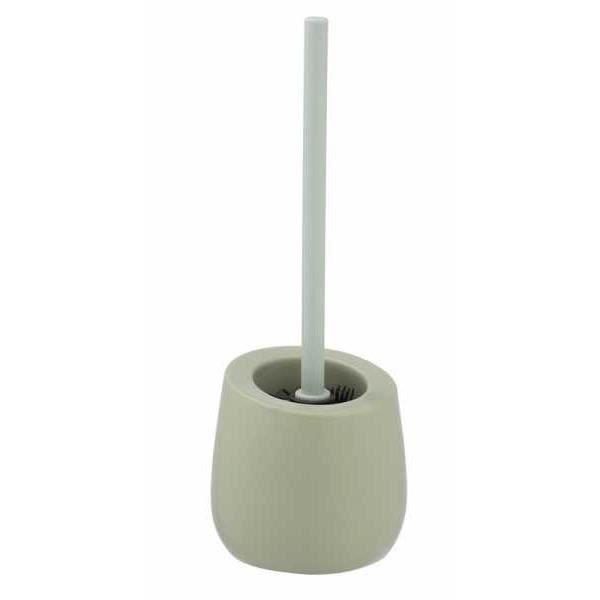WENKO Brosse WC Badi Beige Céramique Avec Soies Silicone Et Nettoyeur Rebords