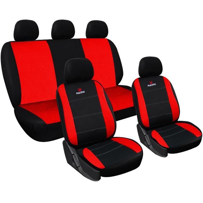 Housses pour sièges de voiture rouge/noir super racing compatible airbag