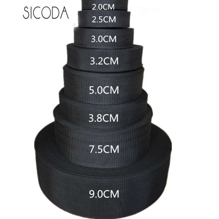 Rouleau De Sangle Nylon Noir 10mm X 10m - Pour Sac à Dos, Collier Chien, Fixation Bagage Et Bricolage - 10