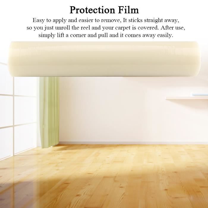Rouleau de Film Protection Transparent contre Peinture Antipoussière Autocollant pour Tapis Escalier Sol Plancher Longueur 100m Langueur 60cm 
