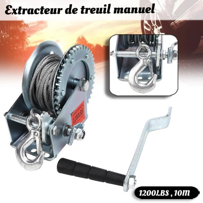 Treuil Manuel 3500 Lbs (1588 Kg) - Avec Câble Et Crochet - Pour Bateau, Remorque, Marine