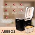 AREBOS Machine à pain 1500 g | 15 programmes | Minuteur | Écran LCD | 3 niveaux de brunissage et tailles de pain | 850 W | Noir-1