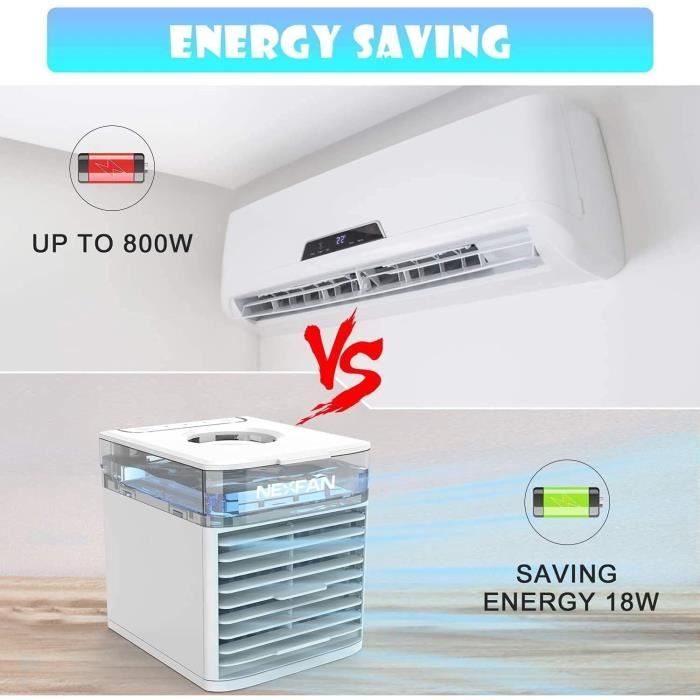 Ventilateur Climatiseur Portable 4-en-1 700ML - Refroidisseur D'Air Humidificateur Avec Brouillard Et Lumière RGB