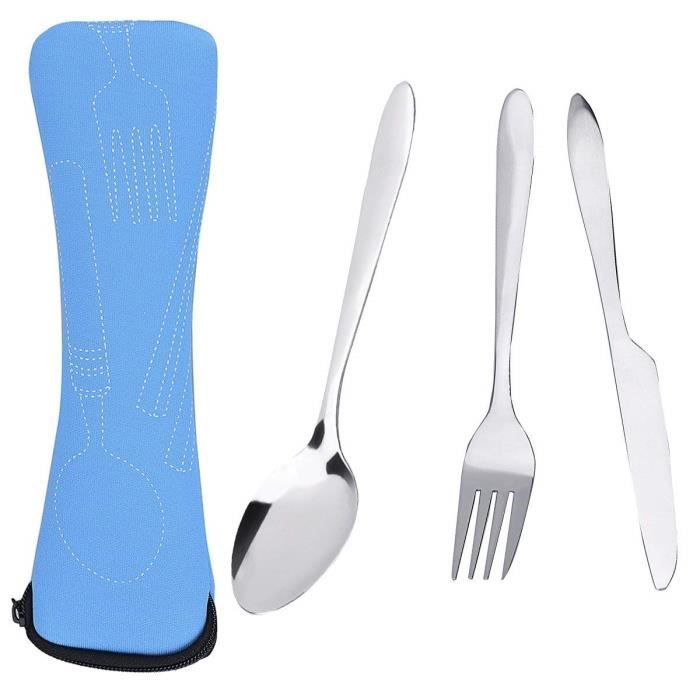 4 pièces Set de couverts portable en acier inoxydable