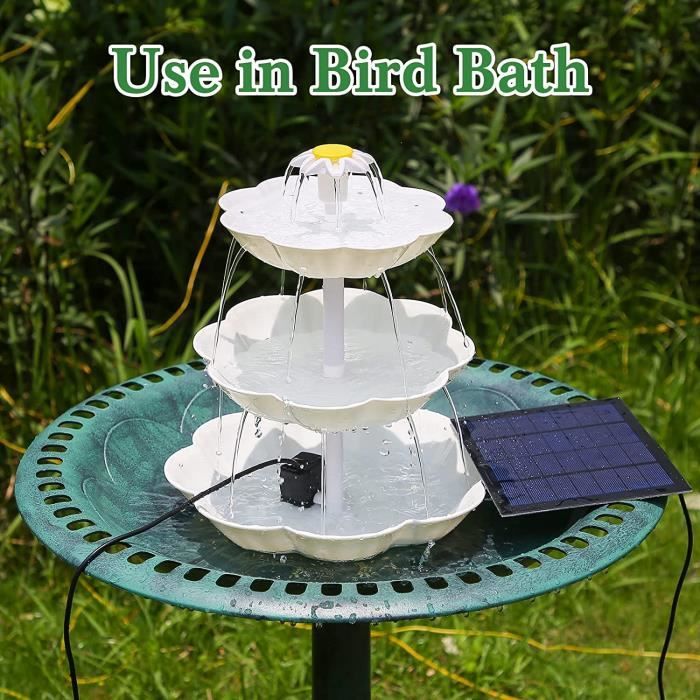 Pompe de fontaine solaire 3,0 W pour bain d'oiseaux avec batterie