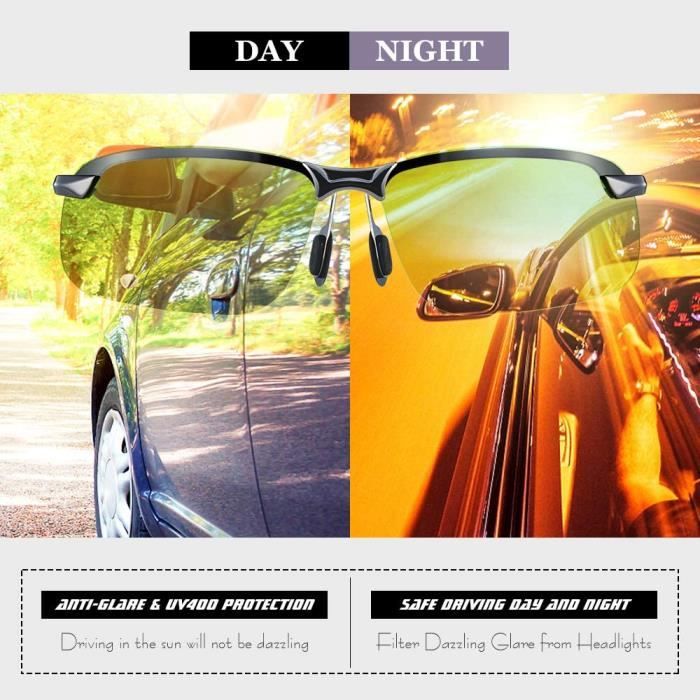 Lot de 2 pcs Surlunette de soleil, nuit protection anti UV SurLunettes de  conduite Jour et nuit Noire - Achat / Vente lunettes de soleil - Cdiscount