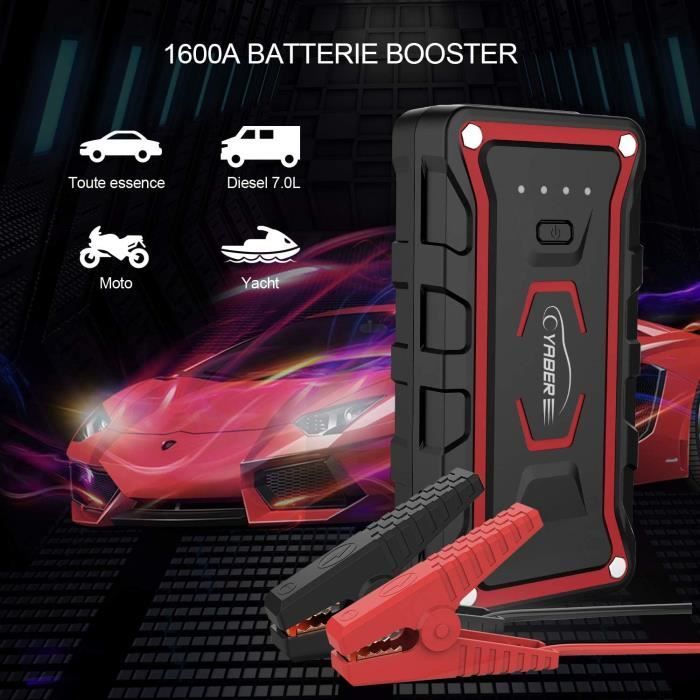 YABER Booster Batterie Voiture, 3500A 24800mAh Portable Jump Starter, (Tout  Gaz ou 8,0 L Diesel) Démarrage de Voiture Moto - Cdiscount Auto