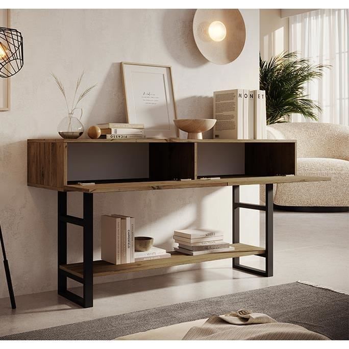 CONCEPT USINE Meuble D'Entrée Floor Avec Portes Chevron - Rangement Moderne 5 Étagères (73x35x95.5 Cm)