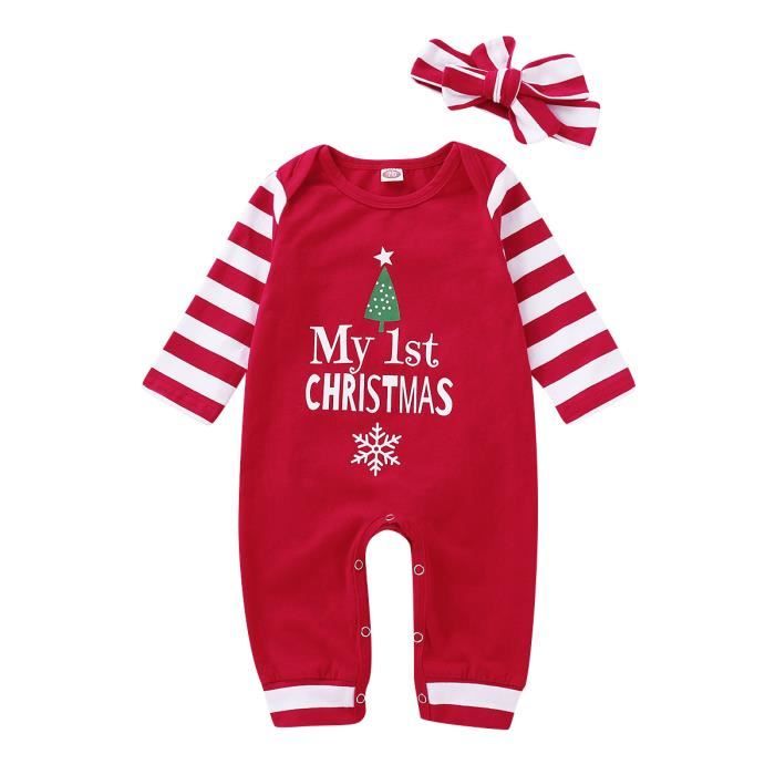 Barboteuse De Noël Pour Bébé 0-18 Mois - Manches Longues En Coton Doux - Motif Festif - Grenouillère Tricotée Garçon Ou Fille - 5