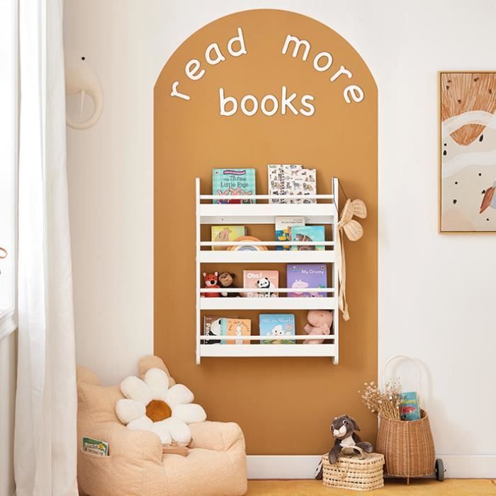 Étagère Enfant 3 Niveaux Blanc - Rangement Jouets Et Livres - Bibliothèque Enfant Solide - 58x18x81 Cm