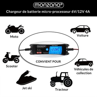 AUTOBEST Chargeur Automatique 6/12V 4A avec Accessoires - Cdiscount Auto