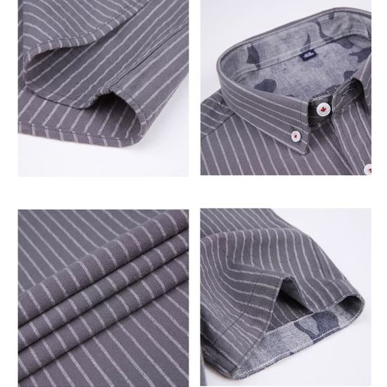 Chemise Homme Manches Courtes En Coton Oxford Rayée – Décontractée, Respirante, Coupe Classique