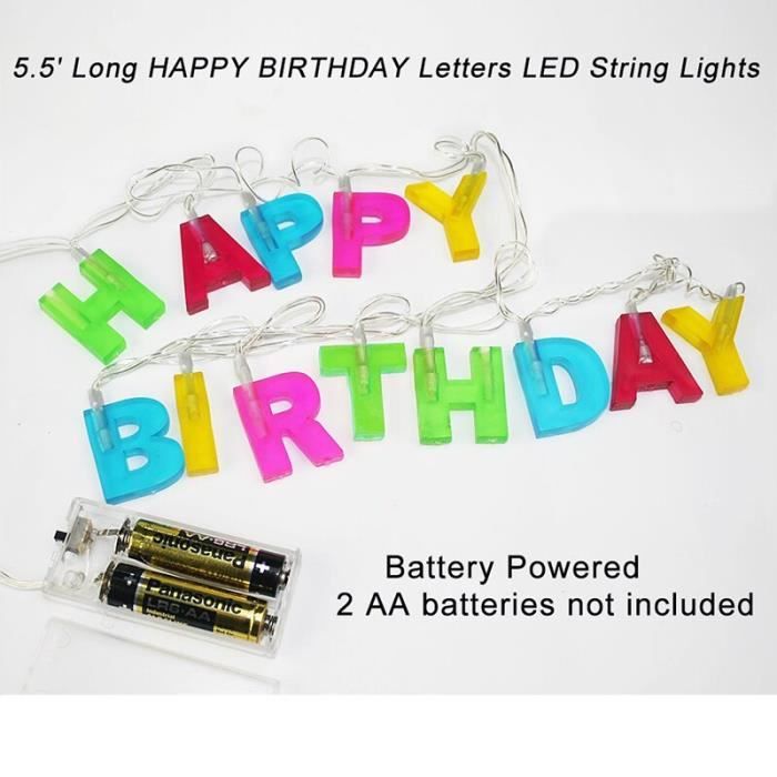 Guirlande lumineuse,Multicolore lettre joyeux anniversaire noël 13 LED  chaîne lumières fête lumières pour anniversaire vacances - Cdiscount Maison