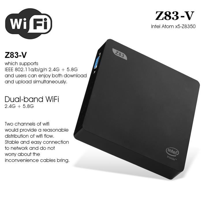 TV BOX Dual WIFI 2Go + 32Go Windows 10 & Linux BT 4.0 MINI PC Intel x5 ...