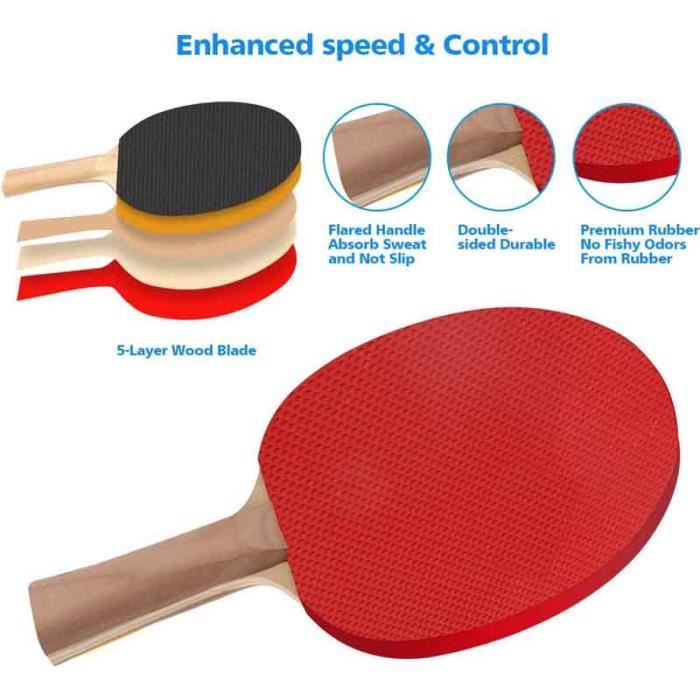 Revêtement Caoutchouc De Ping-Pong Professionnel - Haute Densité Pour Attaque, Améliore Rotation Et Contrôle (Noir Ou Rouge)